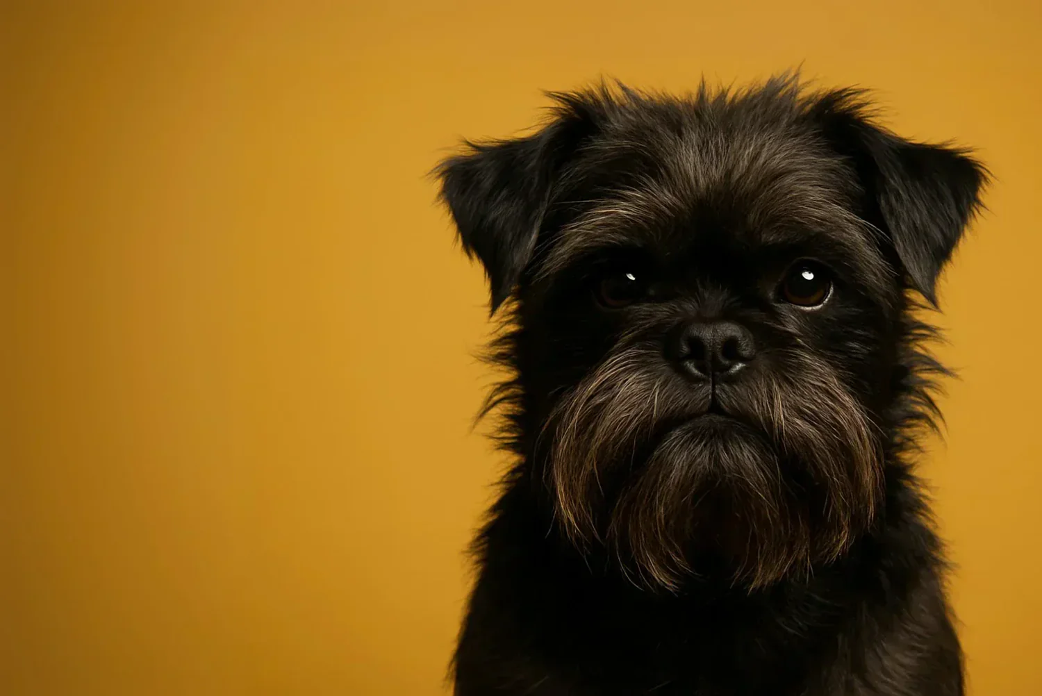 Affenpinscher grooming showing an adult Affenpinscher with a wiry coat being brushed at home