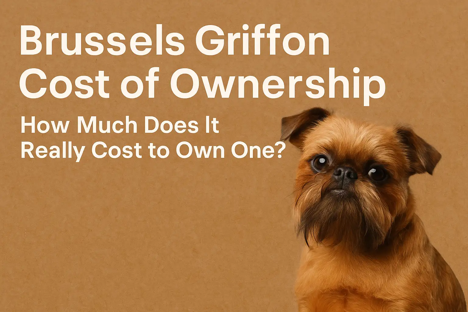Brussels Griffon cost of ownership showing a small, flat-faced Brussels Griffon dog used to represent expenses and long-term care costs.
