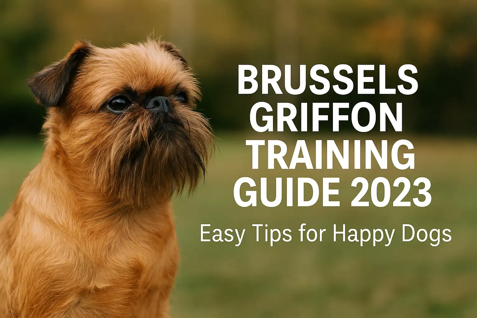 Brussels Griffon training example showing a small, expressive dog with a rough coat learning calm behavior outdoors