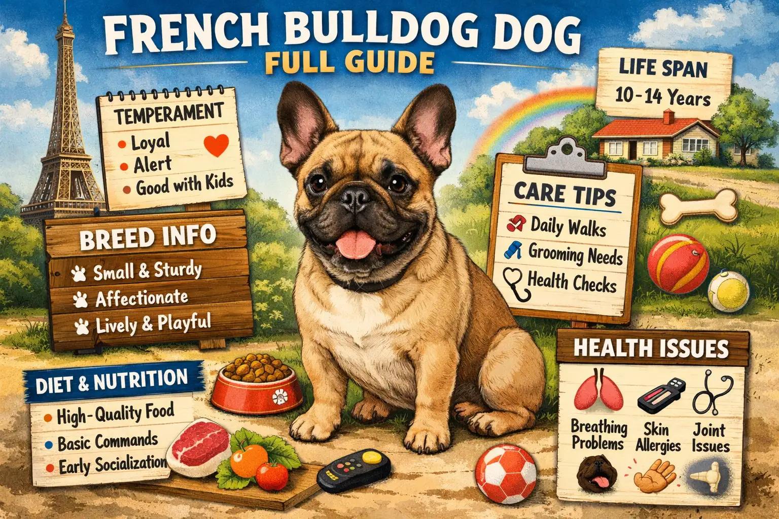 French Bulldog standing indoors showing compact size, bat ears, and friendly expression