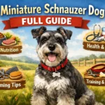 Miniature Schnauzer dog standing alert with a wiry coat, beard, and eyebrows, showing the breed’s small size, confident posture, and classic breed features
