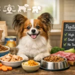 Papillon age chart showing human years comparison, lifespan stages, and senior aging milestones for the Papillon dog breed