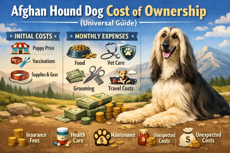 Adult Afghan Hound standing gracefully, showing long silky coat and alert posture