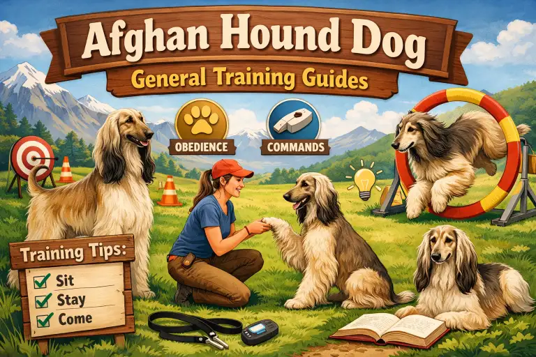 Adult Afghan Hound standing alert while learning commands during training