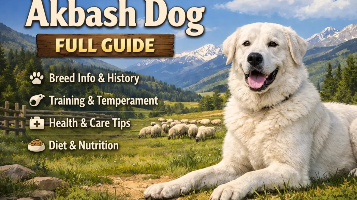 Akbash-Dog standing in a yard showing muscular build and distinctive ridge along its back