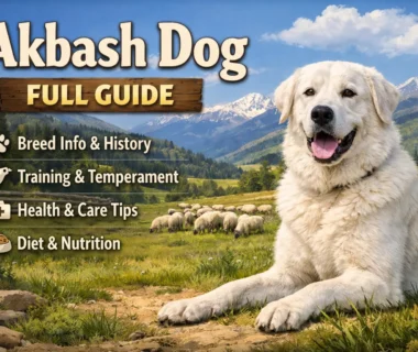 Akbash-Dog standing in a yard showing muscular build and distinctive ridge along its back