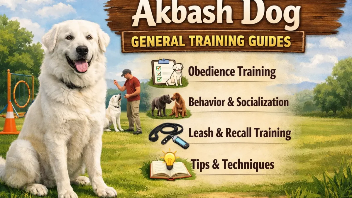 Adult Akbash dog learning obedience commands during a training session