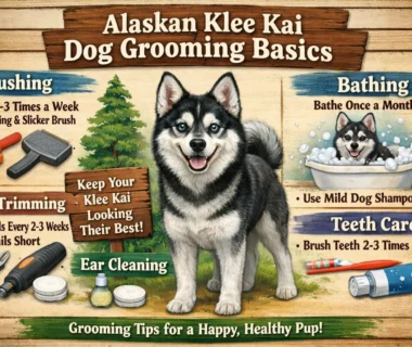 Alaskan Klee Kai dog being brushed at home to maintain a healthy double coat