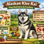 Healthy Alaskan Klee Kai with a balanced meal bowl showing proper nutrition, feeding portions, and diet care