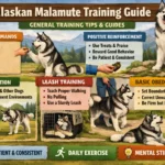 Owner training an Alaskan Malamute using positive reinforcement techniques