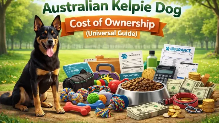 Australian Kelpie dog resting at home, representing long-term care and ownership expenses