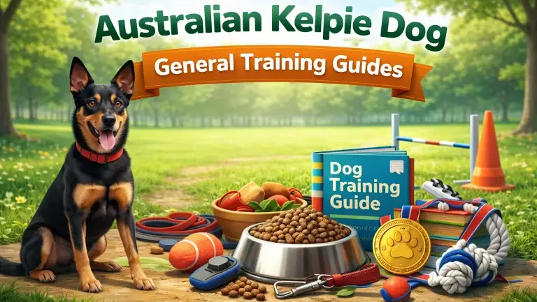 Australian Kelpie dog engaged in active training, demonstrating intelligence and working-dog focus