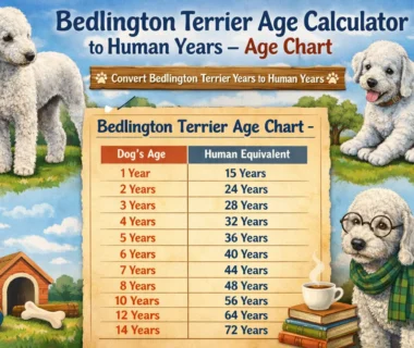 Bedlington Terrier Age to Human Years Conversion Chart showing different dog ages compared to human years.