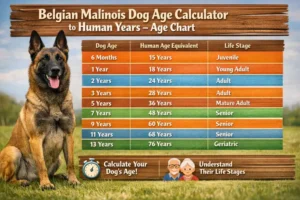 Belgian Malinois dog at different life stages, from puppy to adult, illustrating growth and aging stages