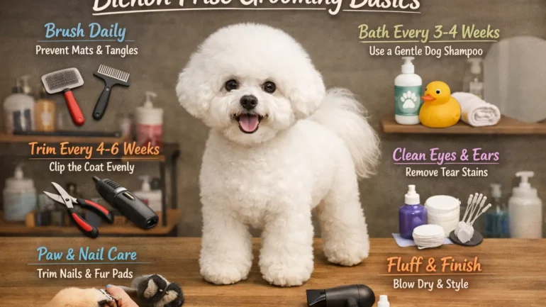 Bichon Frise grooming brushing curly coat properly