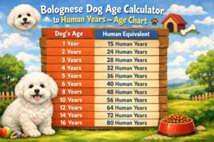 Bolognese dog age calculator converting dog years to human years