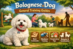 Training a Bolognese dog with basic commands and socialization