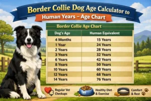 Border Collie puppy and adult dog together to illustrate growth stages and age comparison.