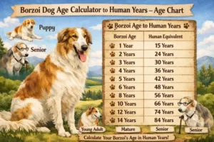 Borzoi dog age chart converting dog age into human years