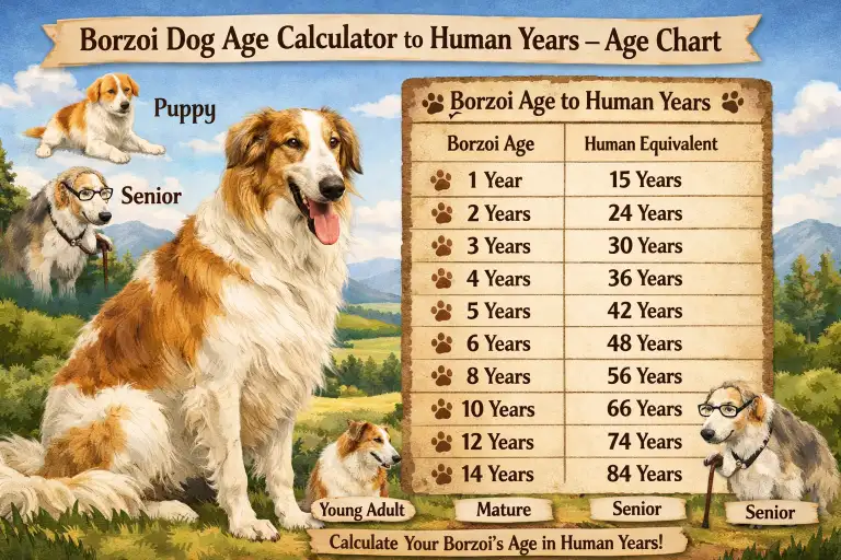 Borzoi Dog Age Calculator to Human Years With Easy Age Chart