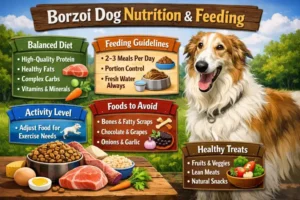 Proper feeding and nutrition plan for a Borzoi dog