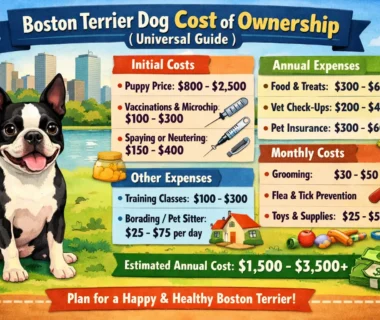Boston Terrier cost of ownership showing a small, muscular Boston Terrier with a short coat and alert expression