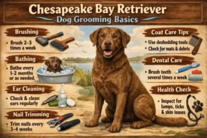 Chesapeake Bay Retriever dog with dense waterproof coat, demonstrating minimal grooming and natural texture