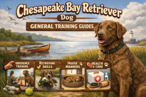 Chesapeake Bay Retriever dog in training outdoors, displaying confidence, independence, and focus