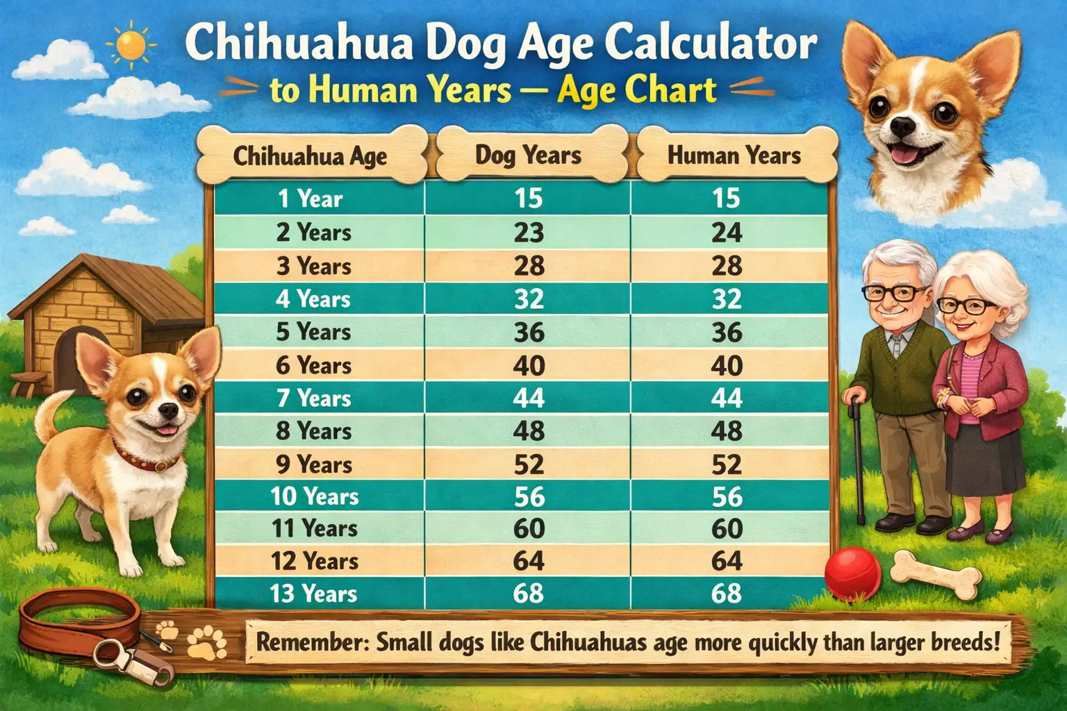 Chihuahua Age in Human Years: Dog Years to Human Years Age Chart