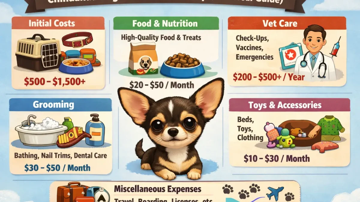 Small adult Chihuahua sitting indoors, showing the typical size and appearance used in a chihuahua cost of ownership guide