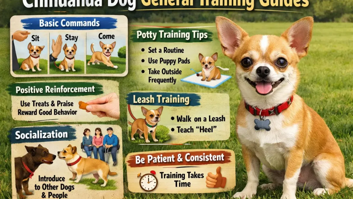 Chihuahua dog training with a small alert chihuahua learning basic commands indoors