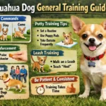 Small Chihuahua learning basic training commands indoors with positive reinforcement