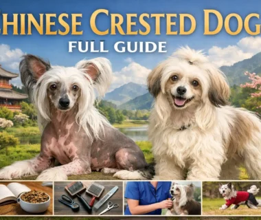 Chinese Crested Dog standing outdoors, showing the breed’s small size, alert expression, and unique hairless appearance