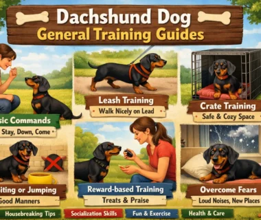 Dachshund training session with an owner teaching basic obedience using treats indoors