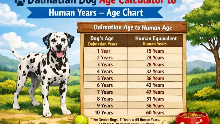Dalmatian Dog Age Calculator to Human Years Age Chart