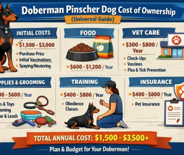 Doberman Pinscher cost breakdown for first-year and ongoing expenses.