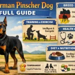 Doberman Pinscher dog standing outdoors showing the breed's athletic build and alert temperament