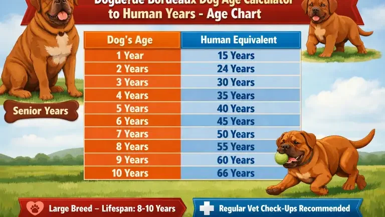Dogue de Bordeaux dog shown at puppy, adult, and senior stages for age comparison