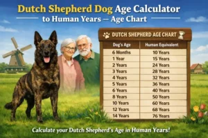 Dutch Shepherd dog shown from puppy to adult stages, illustrating size changes and aging progression