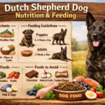 Dutch Shepherd dog eating a balanced meal, supporting energy needs of an active working breed