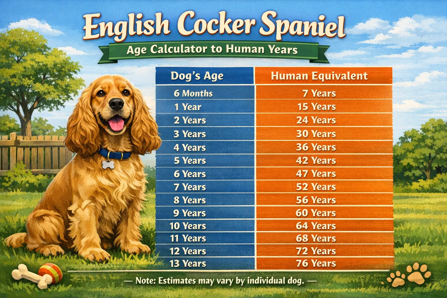 Cocker Spaniel Age in Human Years Chart (English Cocker Spaniel Guide)