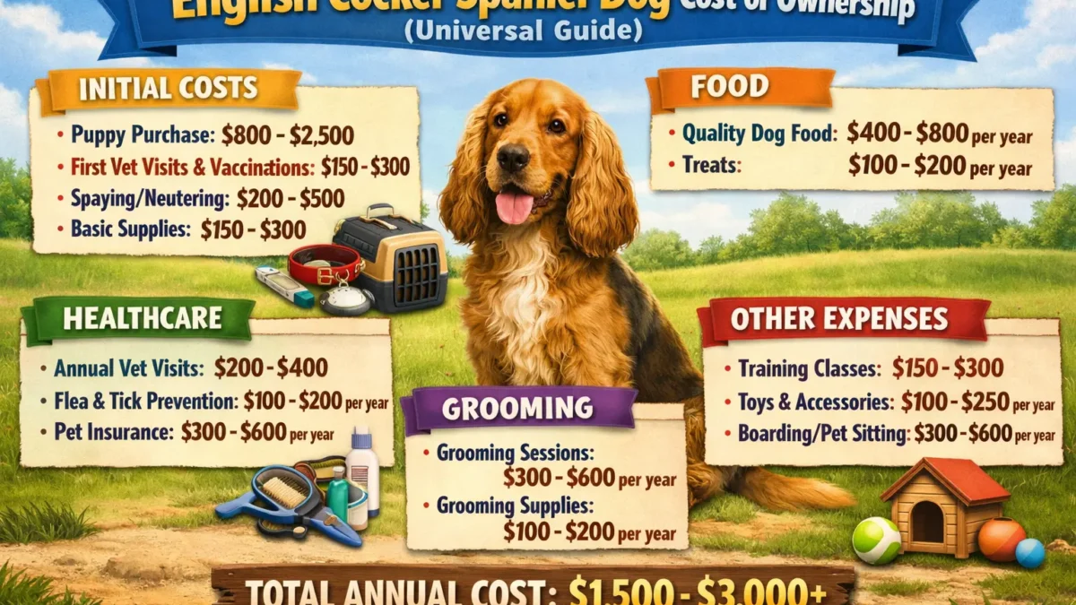 Adult English Cocker Spaniel sitting on grass, showing its silky coat and friendly expression