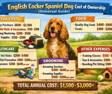 Adult English Cocker Spaniel sitting on grass, showing its silky coat and friendly expression