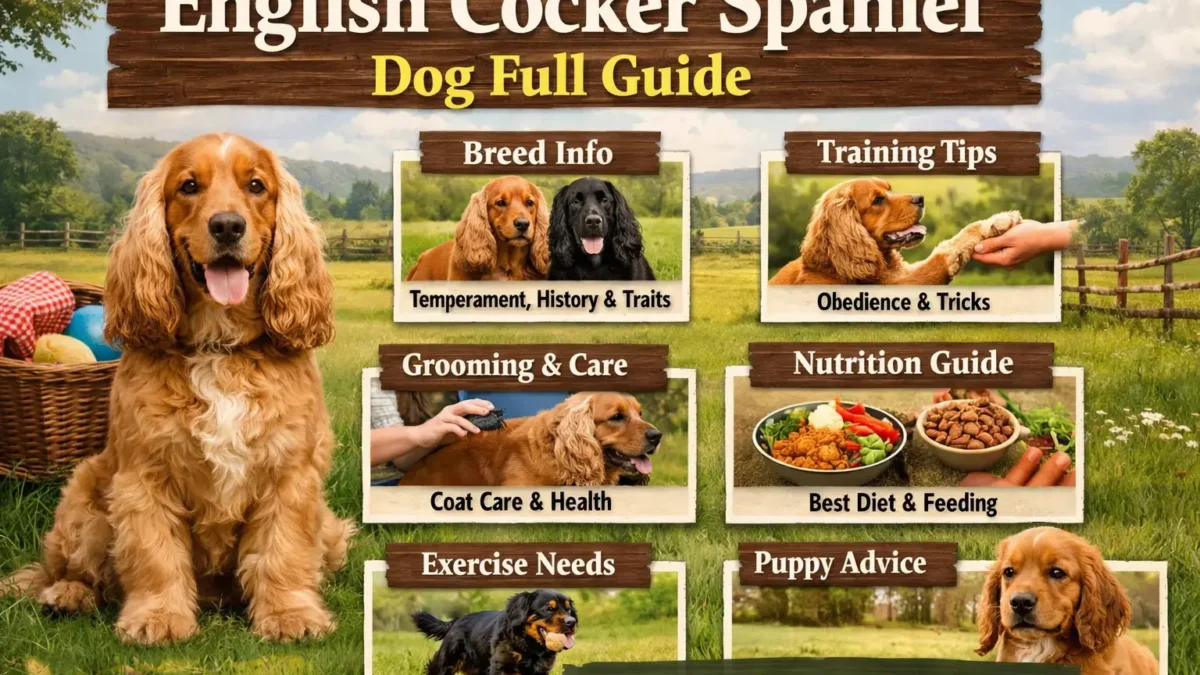 English Cocker Spaniel adult dog with a silky, feathered coat and friendly expression