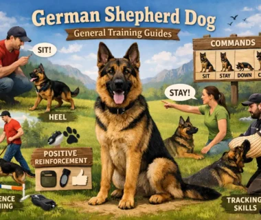 A German Shepherd dog sitting on command during training, showing their intelligent and eager-to-learn temperament.