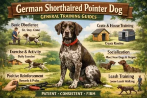German Shorthaired Pointer dog in training session, focused and energetic, showing responsiveness and drive