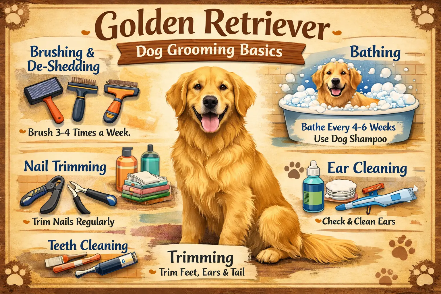 Golden Retriever Grooming Basics: Essential Tips for a Healthy Coat and Wellbeing