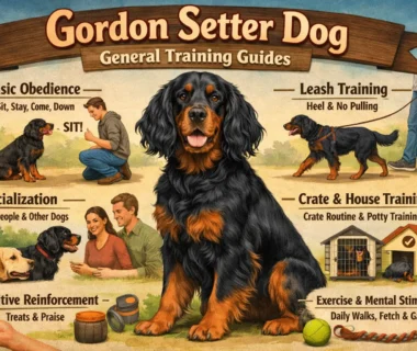 Adult Gordon Setter practicing obedience training outdoors