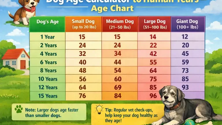 Great Pyrenees age chart comparing dog years to human years