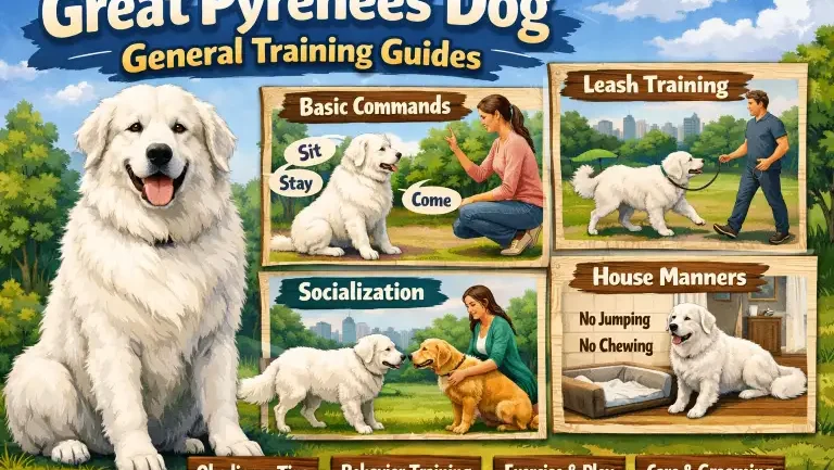 Great Pyrenees dog training with owner using positive reinforcement
